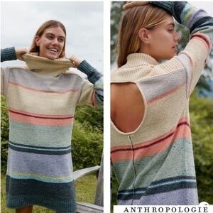 Daily Practice Anthropologie Stripe Open Back Turtleneck Sweater Dress